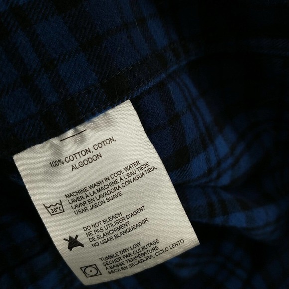 Boston Traders Men's Flannel Button-Down Shirt Blue Black XXL Plaid 100% Cotton - Picture 9 of 12